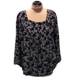 Crown & Ivy XXL black palm tree classy blouse